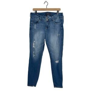 Torrid Premium Skinny Jegging Women's Plus Sz 16R Blue Denim Mid Rise Distressed